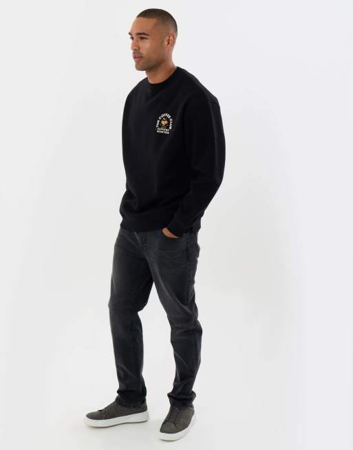 Threadbare Relaxed fit coffee club graphic print sweatshirt in black, 3 of 5