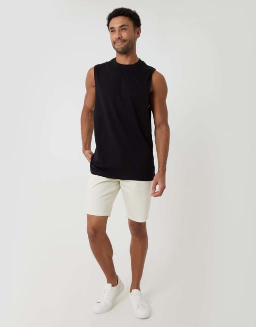 Threadbare Relaxed fit cotton crew neck vest in black, 4 of 4