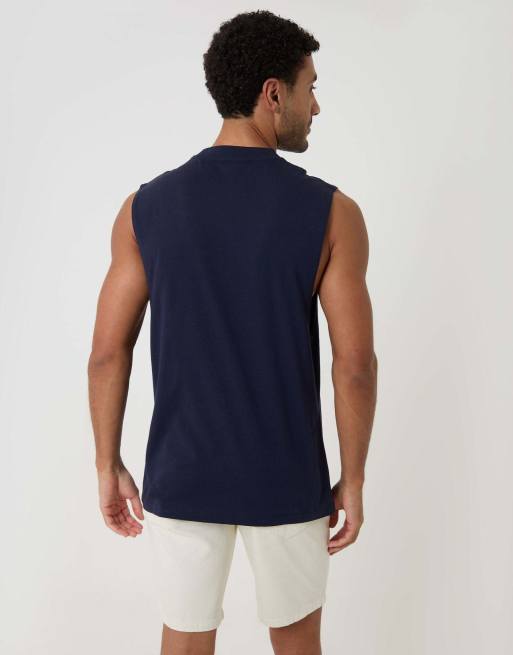 Threadbare Relaxed fit cotton crew neck vest in navy, 2 of 4