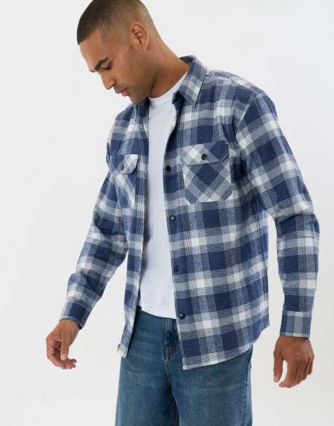 Threadbare Relaxed fit cotton patch pocket shirt in denim blue - view 1