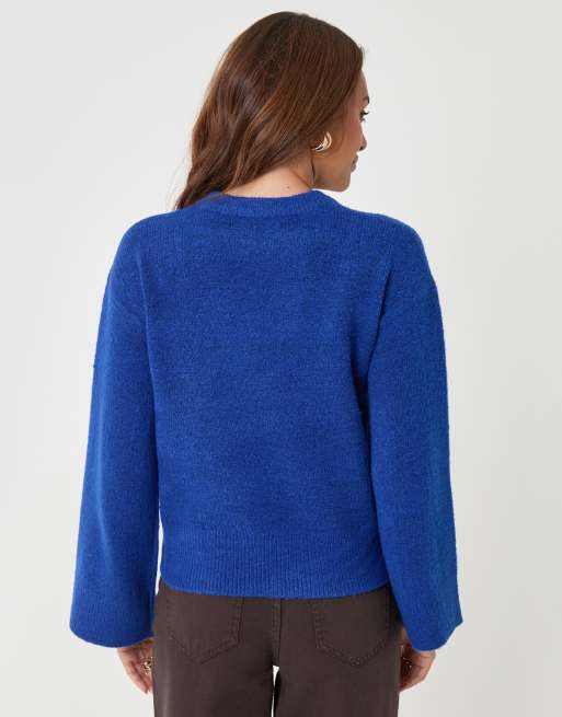 Threadbare Relaxed fit crew neck jumper in cobalt, 2 of 4