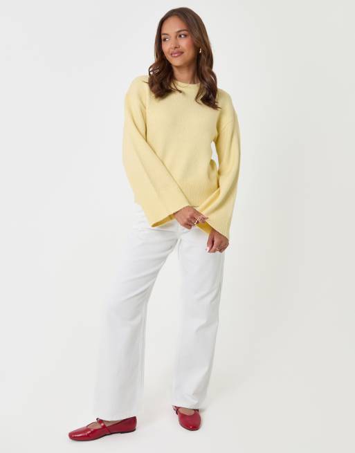 Threadbare Relaxed fit crew neck jumper in yellow, 4 of 4