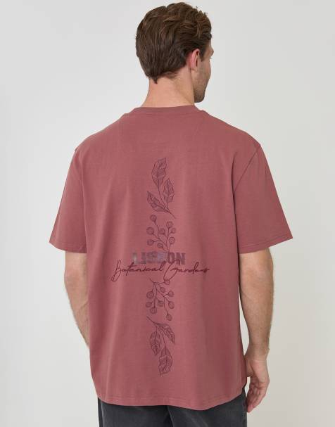 Threadbare Relaxed fit graphic cotton t-shirt in dusty pink - view 1