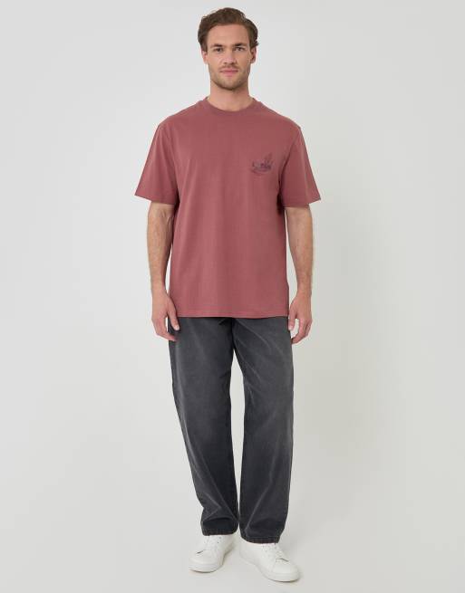 Threadbare Relaxed fit graphic cotton t-shirt in dusty pink, 4 of 4