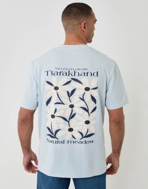 Threadbare Relaxed fit graphic cotton t-shirt in light blue