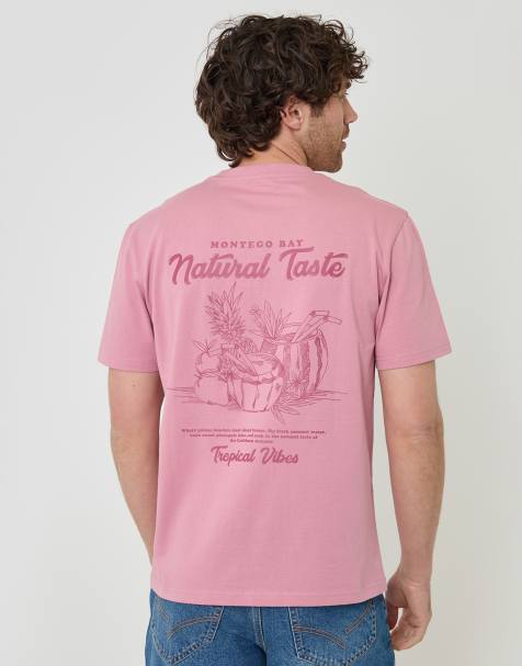 Threadbare Relaxed fit graphic cotton t-shirt in pink - view 1