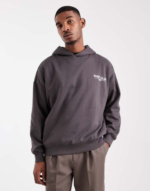 Threadbare – Relaxed-Fit-Kapuzenpullover in Schiefergrau mit Print, 2 von 5