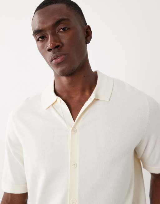 Threadbare relaxed fit knit short sleeve shirt in ecru, 2 of 5
