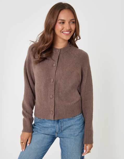 Threadbare Relaxed fit knitted cardigan in brown - view 1