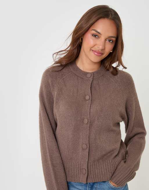 Threadbare Relaxed fit knitted cardigan in brown, 3 of 4