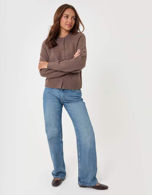 Threadbare Relaxed fit knitted cardigan in brown, 4 of 4