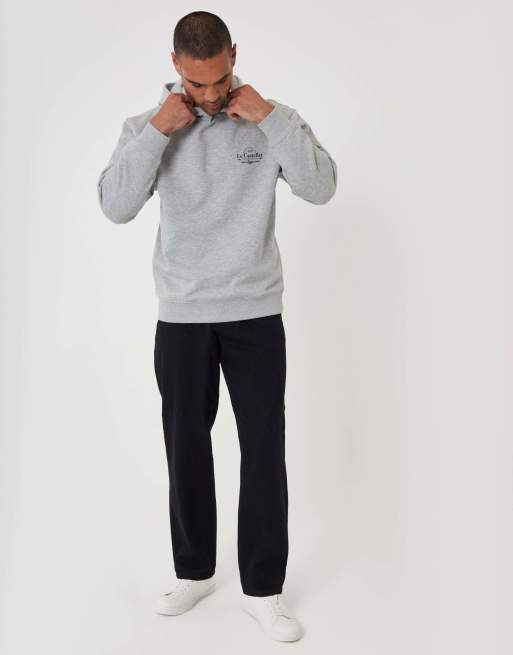 Threadbare Relaxed fit le castellet graphic print hoodie in grey marl, 4 of 4