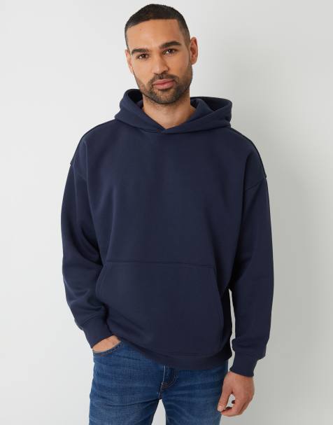 Threadbare Relaxed fit pullover hoodie in navy - view 1