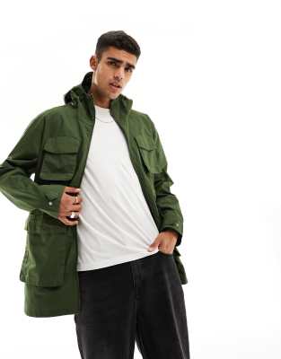 Threadbare Relaxed Fit Ripstop Utility Jacket In Khaki-green