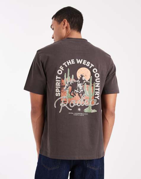 Threadbare relaxed fit rodeo graphic print t-shirt in brown - view 1