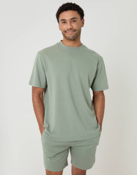Threadbare Relaxed fit short lounge set in green - view 1