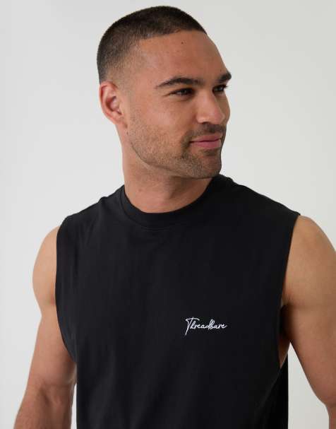Threadbare Relaxed fit sleeveless short lounge set in black - view 1