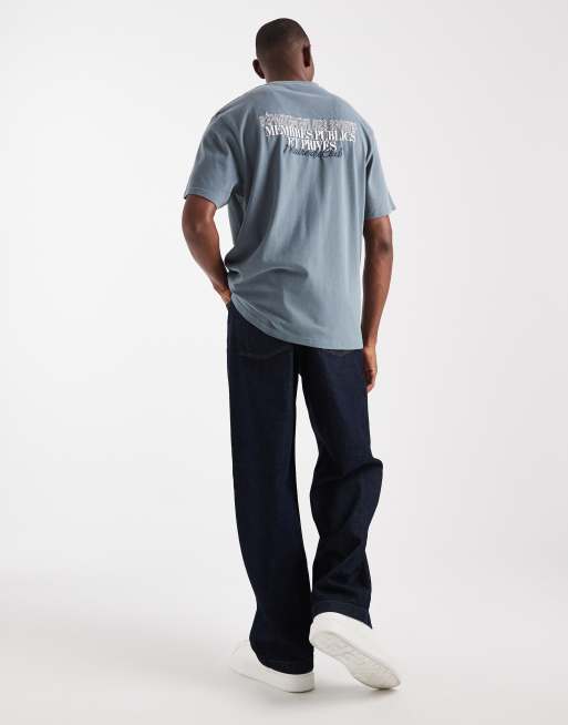 Threadbare – Relaxed-Fit-T-Shirt in verwaschenem Grau mit Grafikprint, 2 von 5