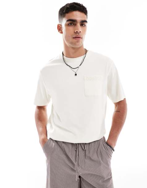 Threadbare relaxed fit t-shirt with pocket detail in ecru - view 1