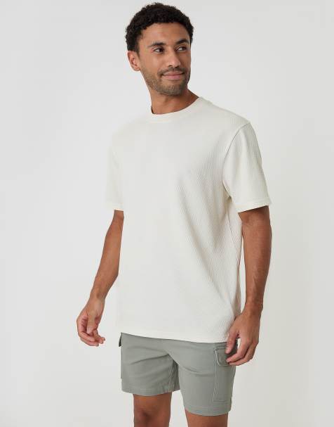 Threadbare Relaxed fit textured crew neck t-shirt in natural - view 1