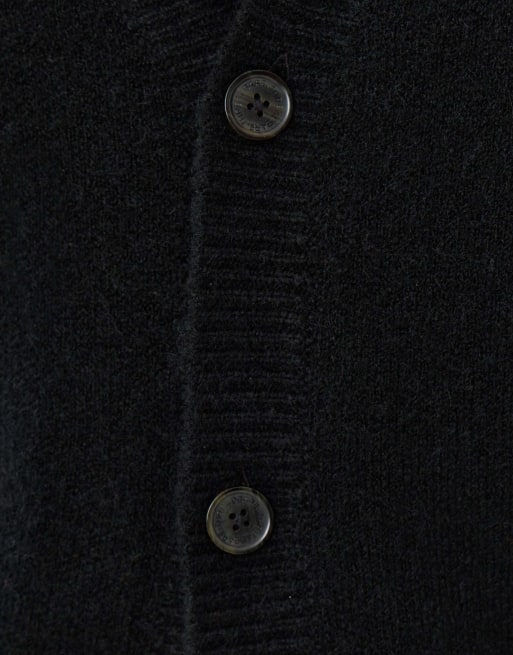 Threadbare Relaxed fit wool blend v neck cardigan in black, 4 of 4