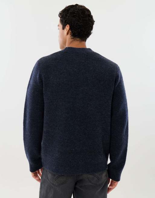 Threadbare Relaxed fit wool blend v neck cardigan in navy, 2 of 4