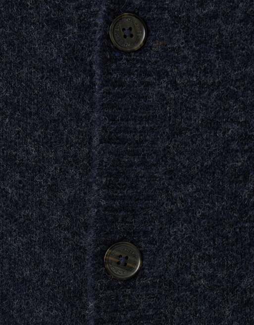Threadbare Relaxed fit wool blend v neck cardigan in navy, 4 of 4