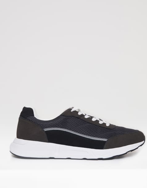 Threadbare Retro lace up trainers in grey - view 1