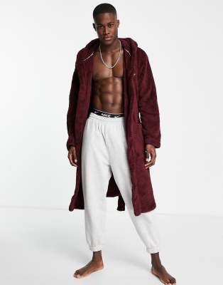Threadbare Revel hooded robe in burgundy | ASOS