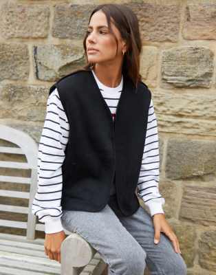 Threadbare Reversible Borg Gilet In Black