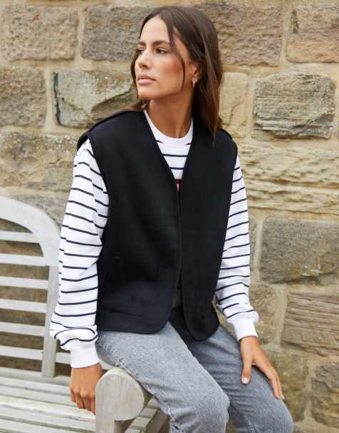 Threadbare Reversible borg gilet in black - view 1
