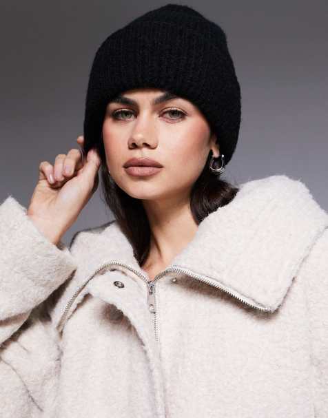 Threadbare rib knit beanie in black - view 1