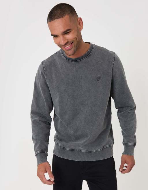 Threadbare Ribbed cotton sweatshirt in charcoal, 2 of 4