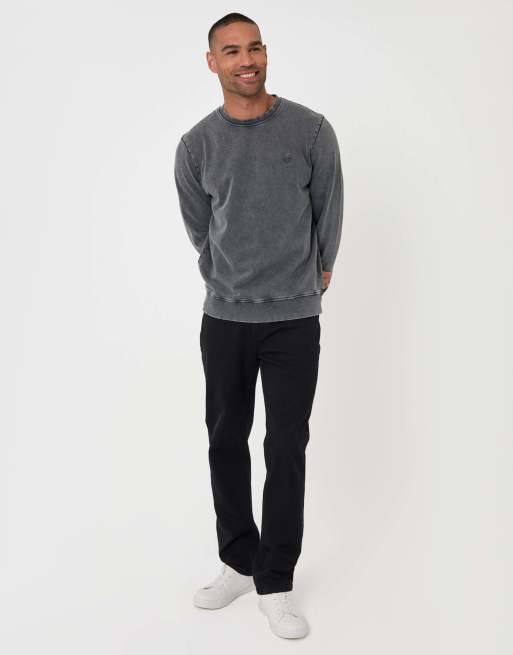 Threadbare Ribbed cotton sweatshirt in charcoal, 3 of 4