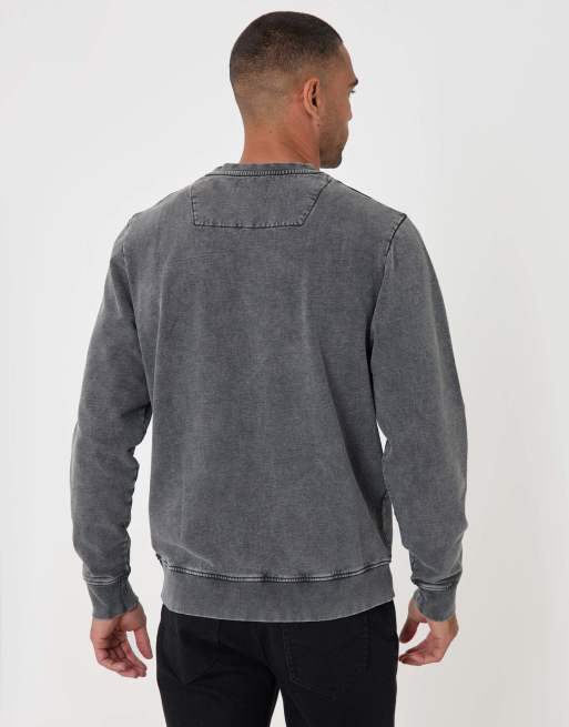 Threadbare Ribbed cotton sweatshirt in charcoal, 4 of 4