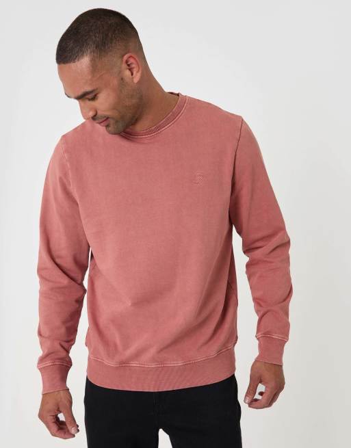 Threadbare Ribbed cotton sweatshirt in coral, 2 of 4