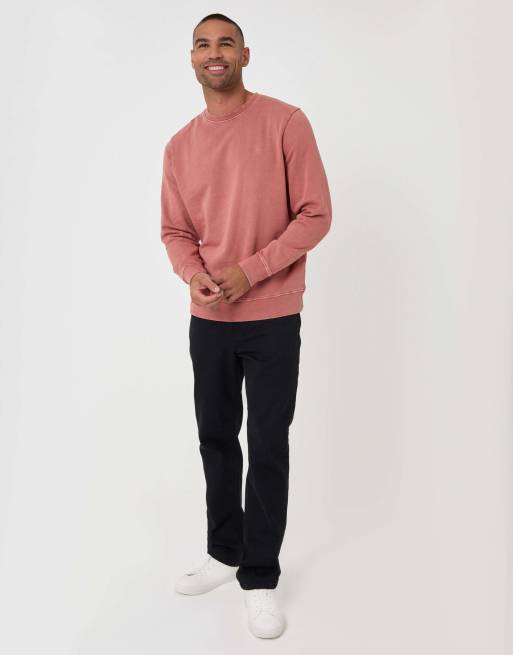 Threadbare Ribbed cotton sweatshirt in coral, 3 of 4