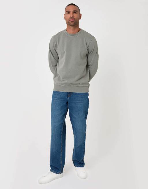 Threadbare Ribbed cotton sweatshirt in sage, 3 of 4
