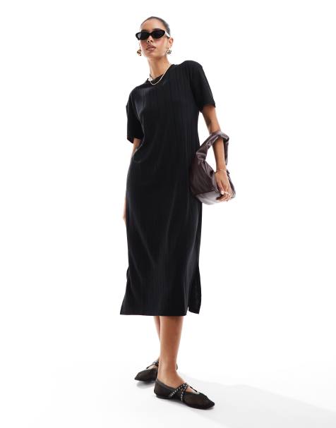 Threadbare ribbed t-shirt dress in black - view 1