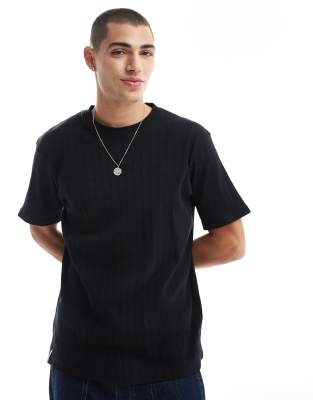 ribbed T-shirt in black