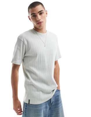 ribbed T-shirt in light gray