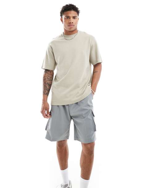 Threadbare - Ribstrikket og beige T-shirt med tekstur - view 1