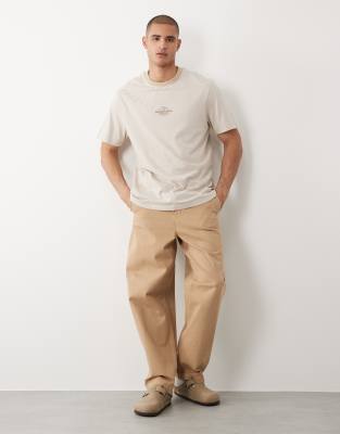 Threadbare Ringer T-shirt With Graphic Print In Neutral