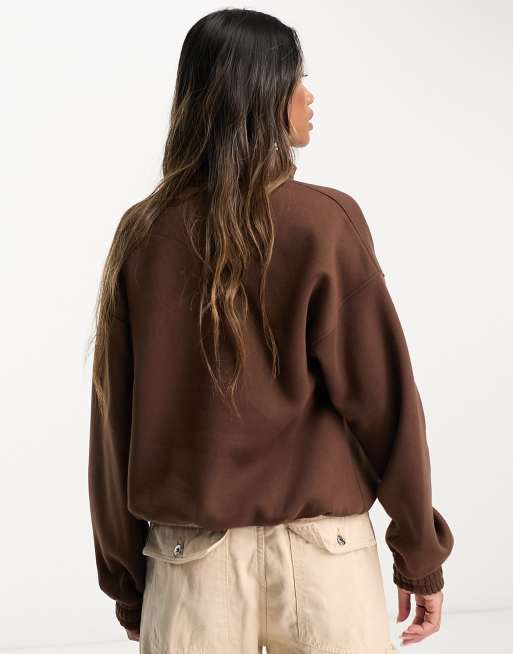 Threadbare River button neck cropped sweater in chocolate brown - part of a  set