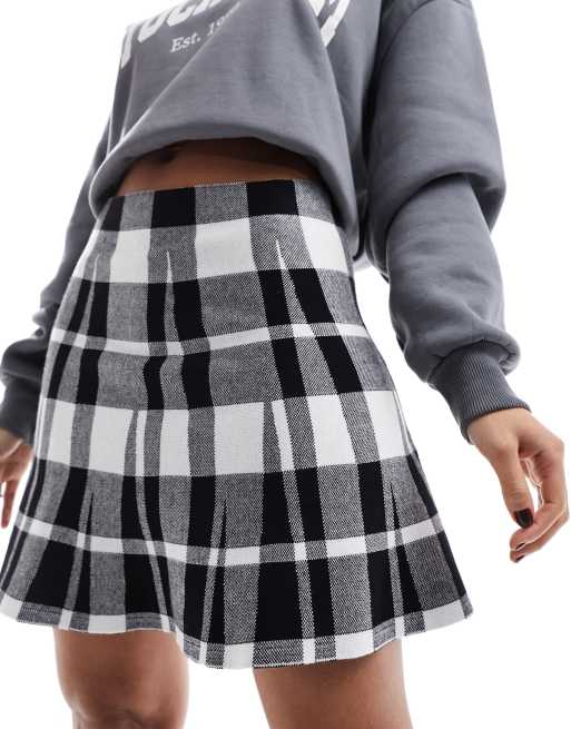 Black and white plaid skirt outlet 5t