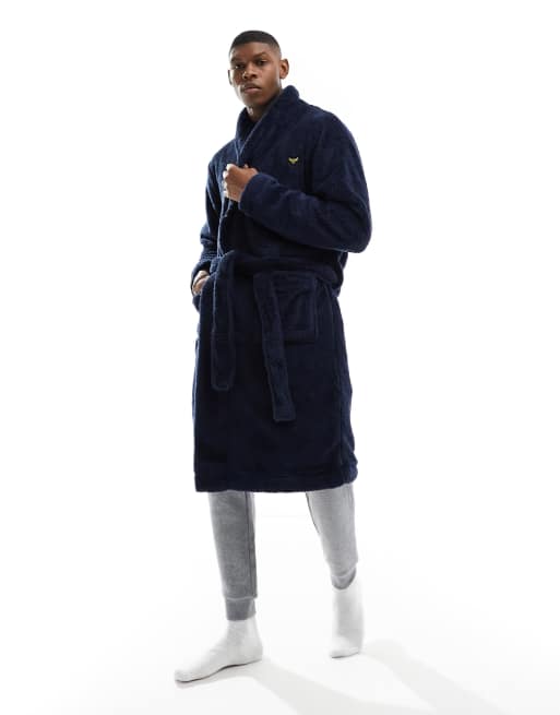 Threadbare – Robert – Weicher Bademantel in Marineblau 