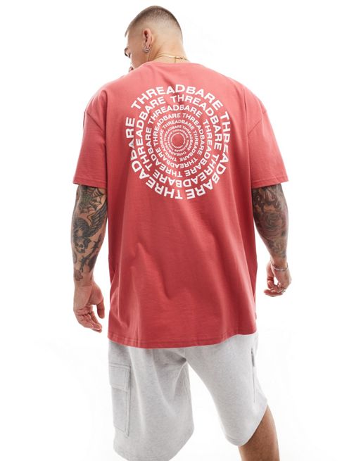 Threadbare – Röd t-shirt i oversize med logga baktill