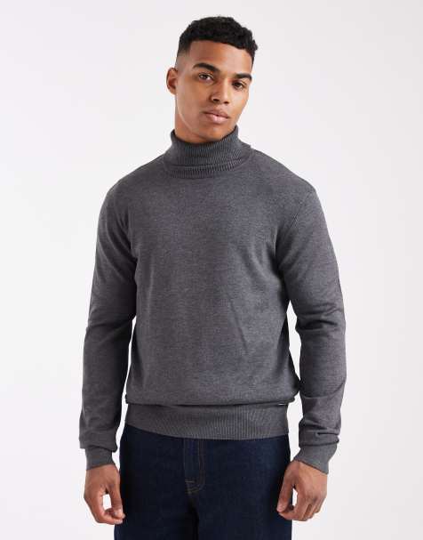 Threadbare roll neck jumper in charcoal grey - view 1