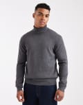 [Threadbare] Threadbare roll neck jumper in charcoal grey 2XL Charcoal grey