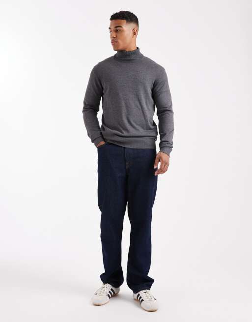 Threadbare roll neck jumper in charcoal grey, 2 of 5